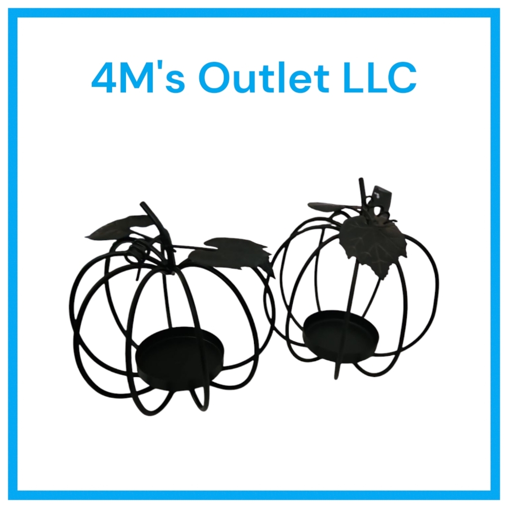 Black Metal Pumpkin Candle Holders